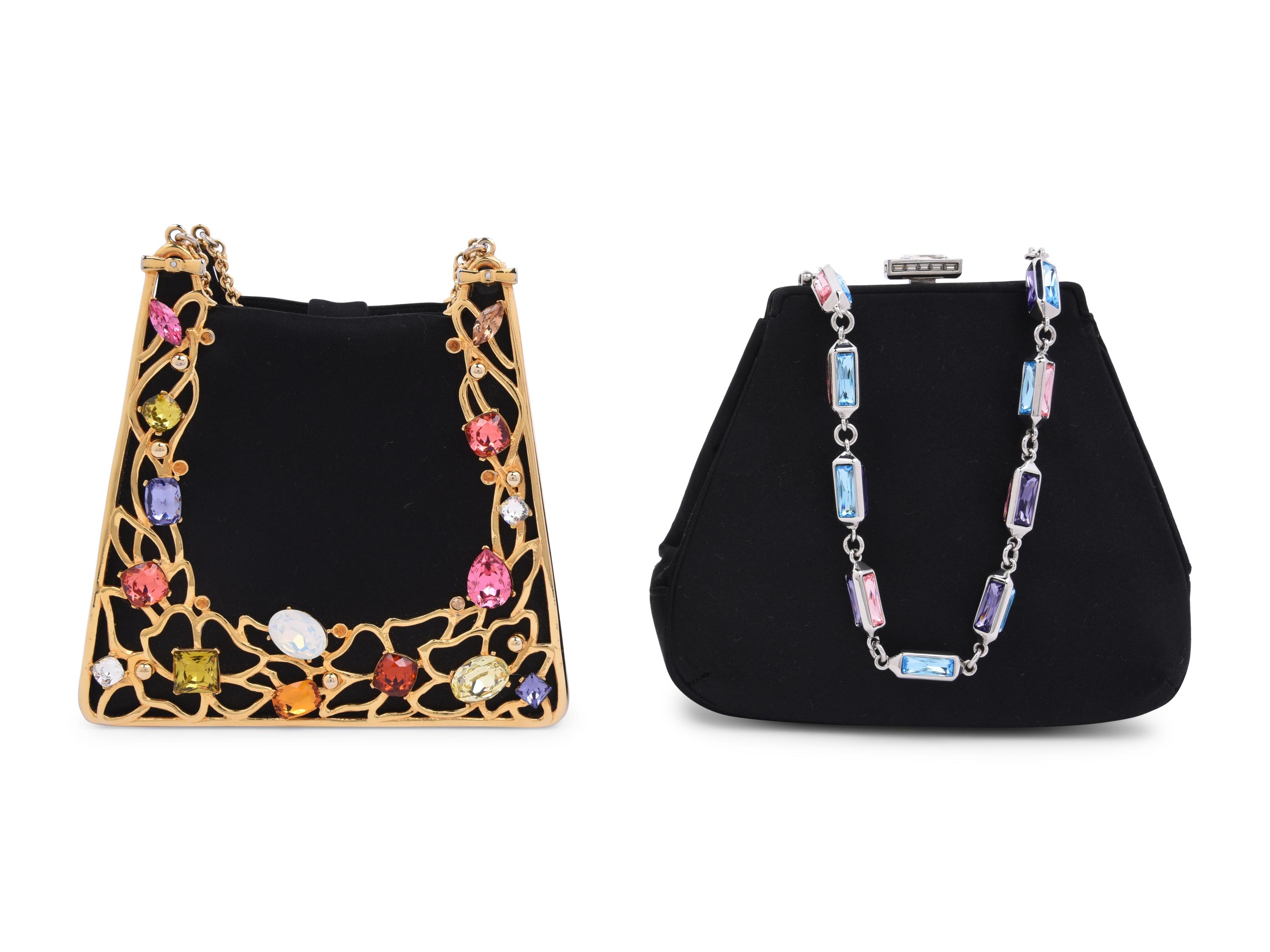 Two Judith Leiber Jeweled Satin Hand Bags