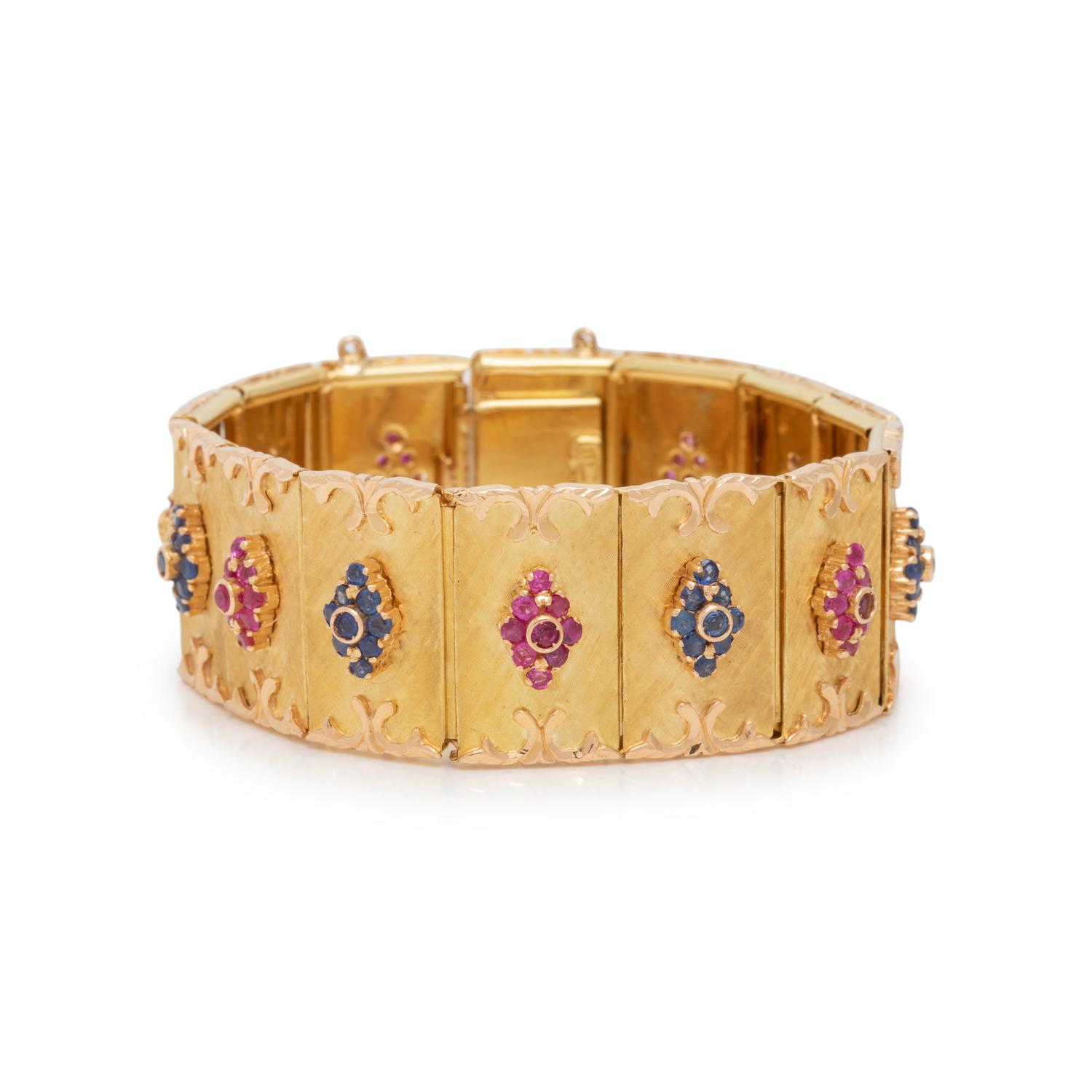 YELLOW GOLD, RUBY AND SAPPHIRE BRACELET