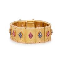 YELLOW GOLD, RUBY AND SAPPHIRE BRACELET