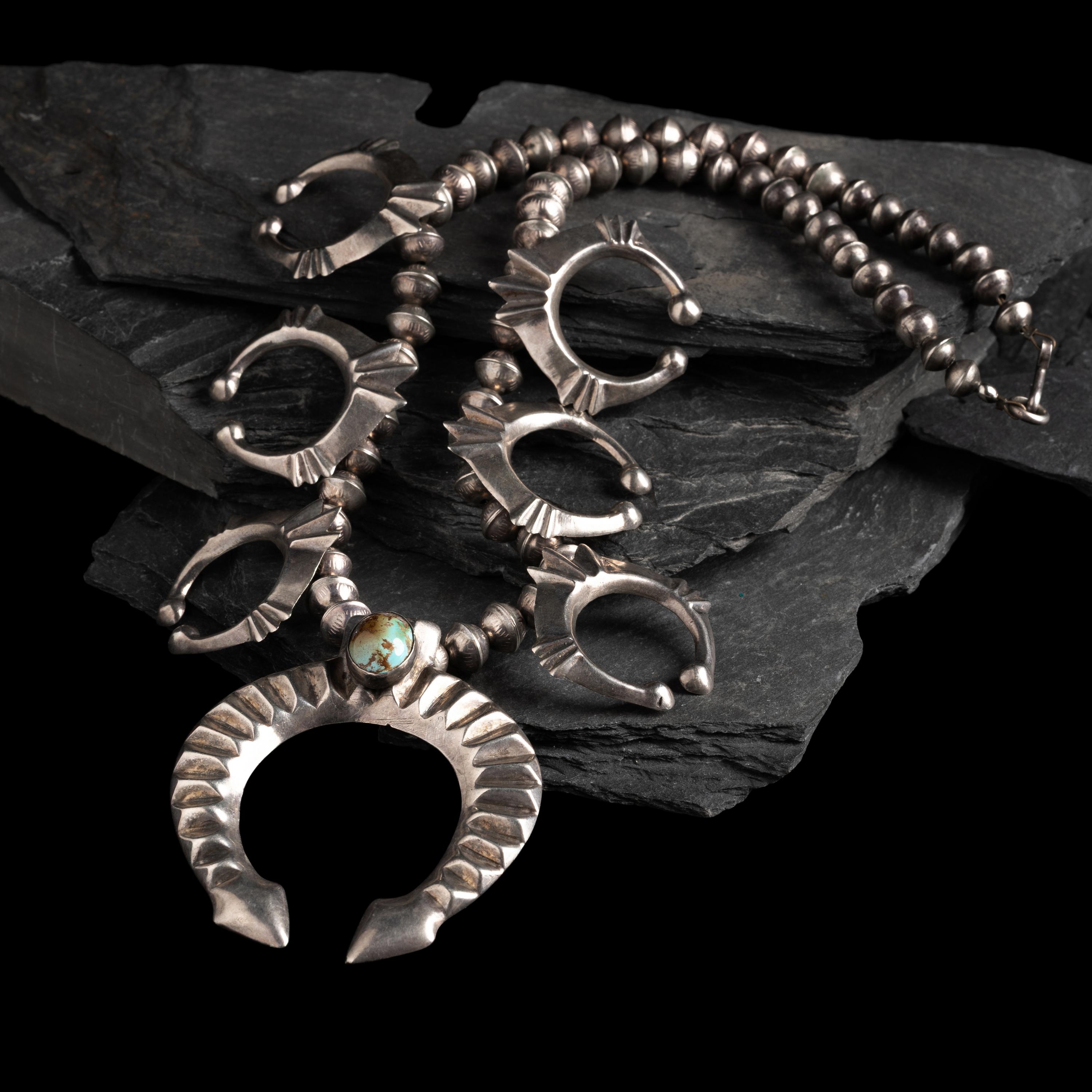 Navajo Sterling Silver Squash Blossom Necklace