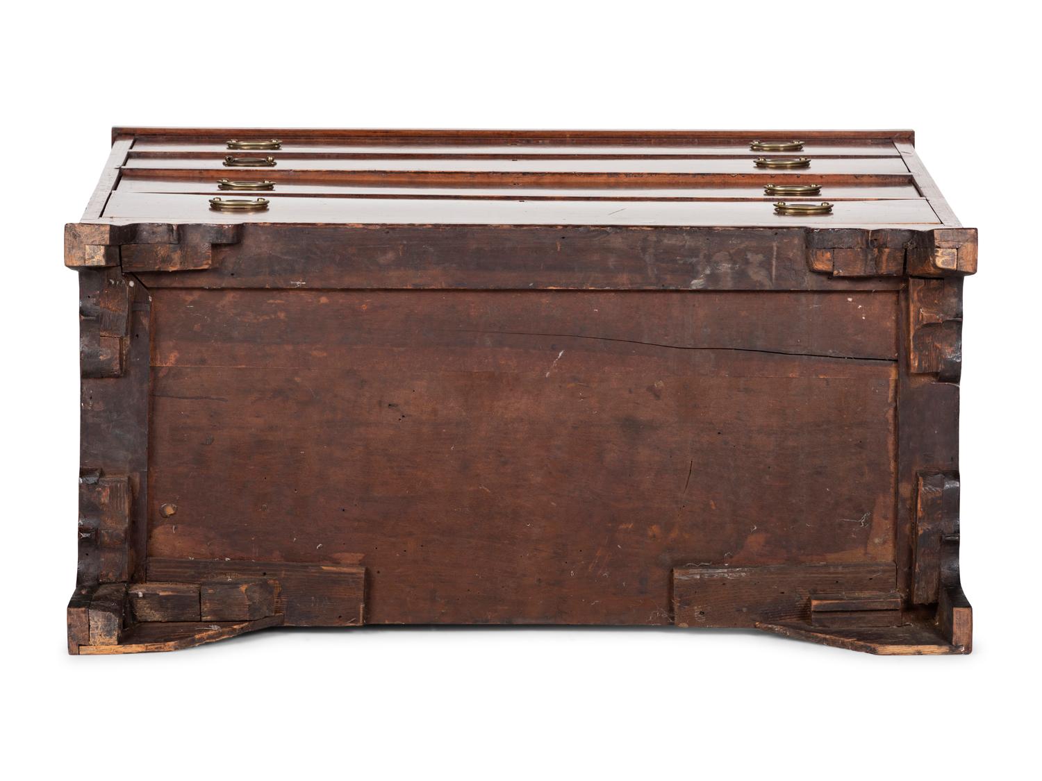 A Federal Line-Inlaid Burl and Cherrywood Chest of Drawers