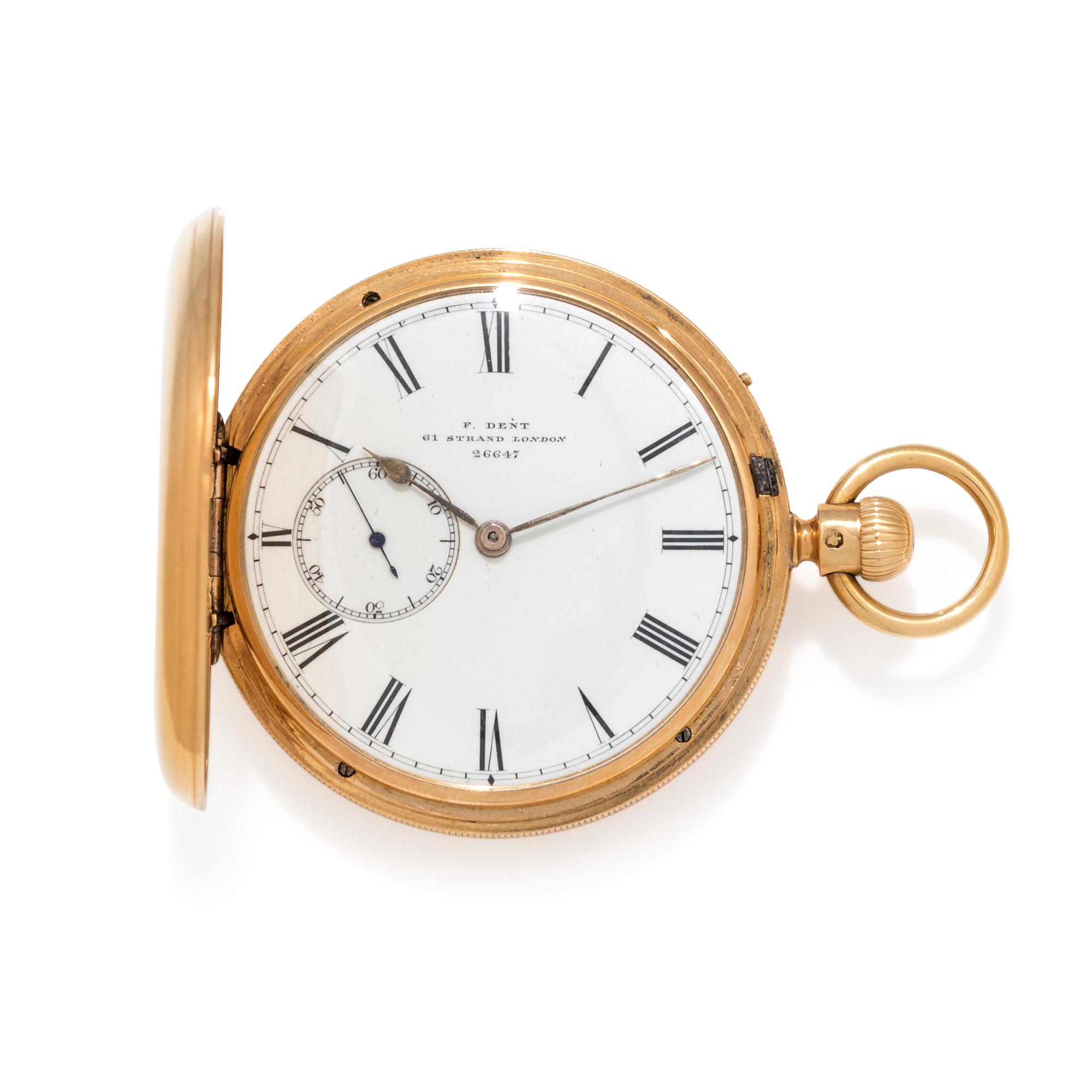 DENT, LONDON, 18K YELLOW GOLD HUNTER CASE POCKET WATCH