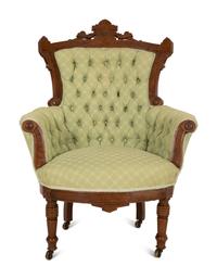 Two American Carved Mahogany Upholstered Chairs
