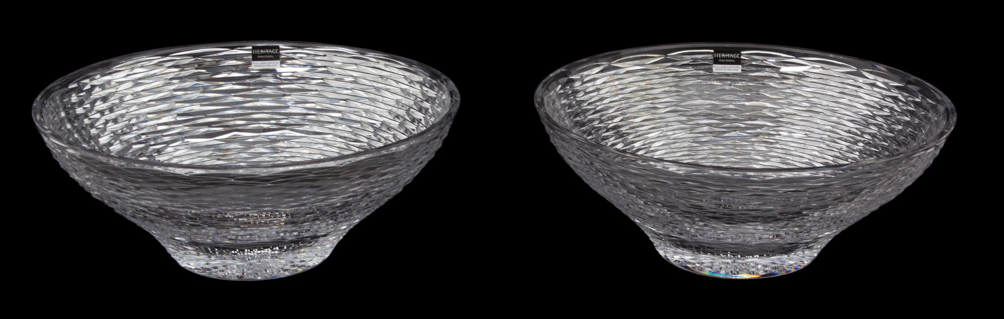 A Pair of Heritage Hand-Blown Cricklewood Crystal Bowls Diameter 12 1/4 inches. — 20TH CENTURY