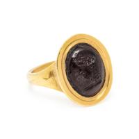 ATTILIO CODOGNATO, YELLOW GOLD AND GARNET INTAGLIO RING