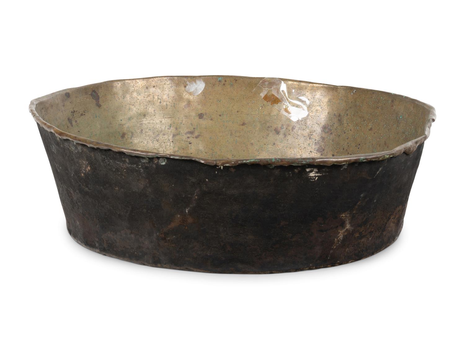 A Large English Brass Basin