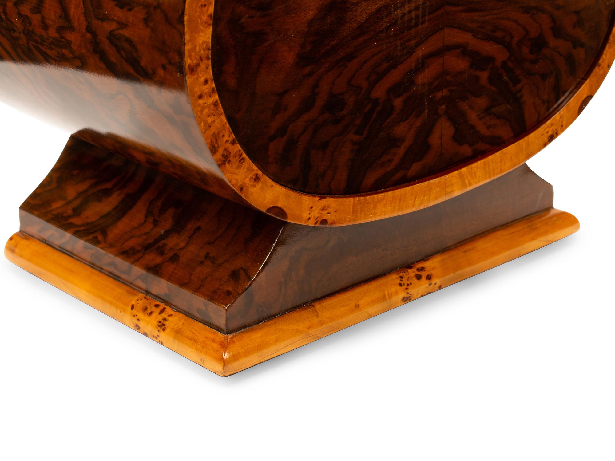 A Burlwood Veneered Cello-Form Cabinet