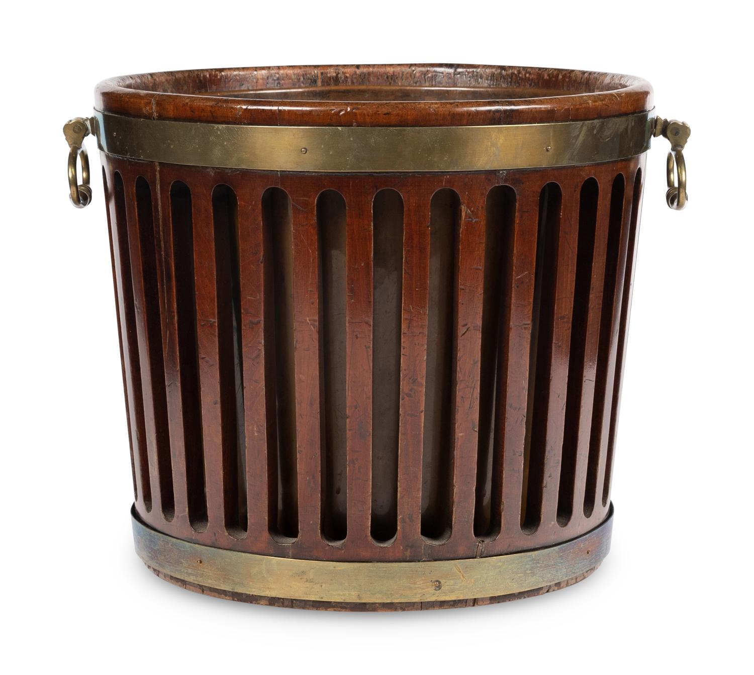 A George III Brass-Mounted Mahogany Peat Bucket