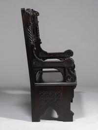 Cincinnati Art-Carved Bench with Inset Painted Panels, 1884