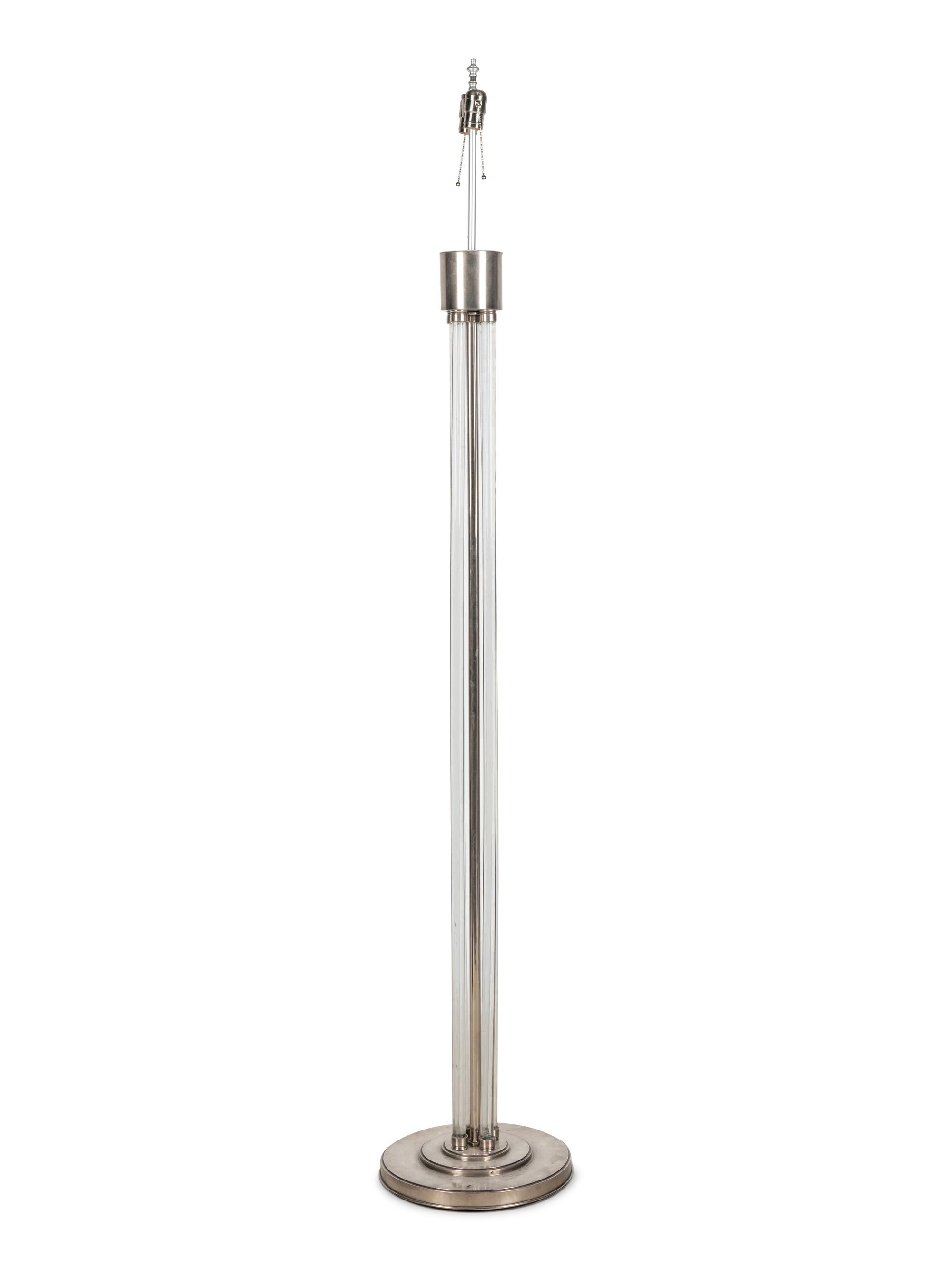 A French Nickeled Bronze and Lucite Floor Lamp