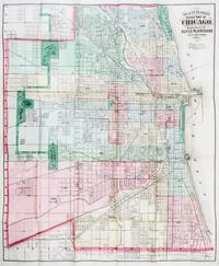(MAP) (POST-FIRE CHICAGO) Blanchard's Guide Map of Chicago. Chicago, 1872