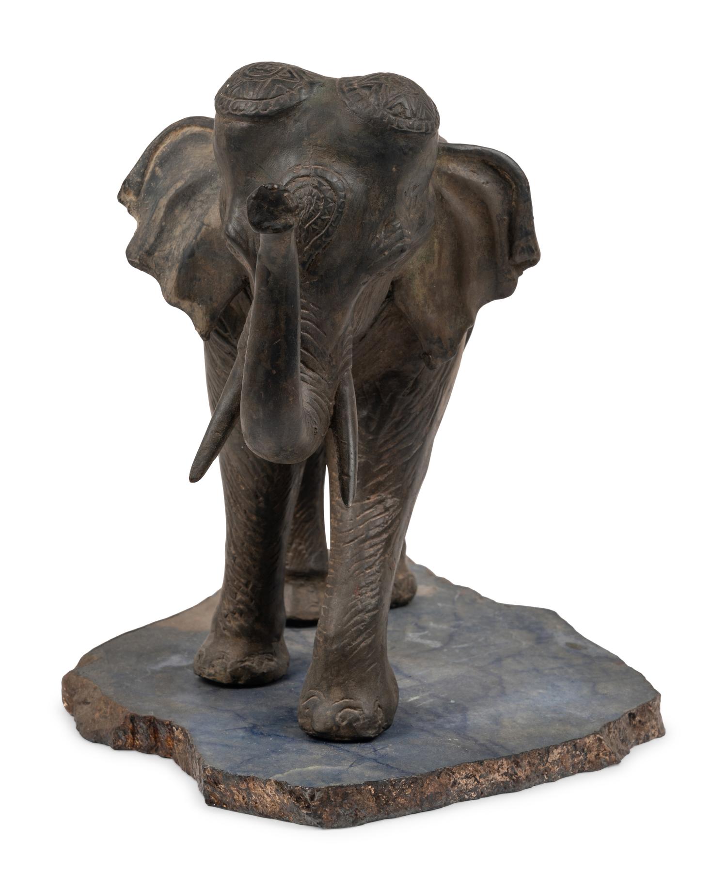 A Cast Metal Elephant Sculpture