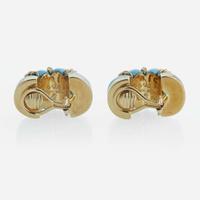 A pair of 18K yellow gold and turquoise ear clips, Seaman Schepps Shrimp