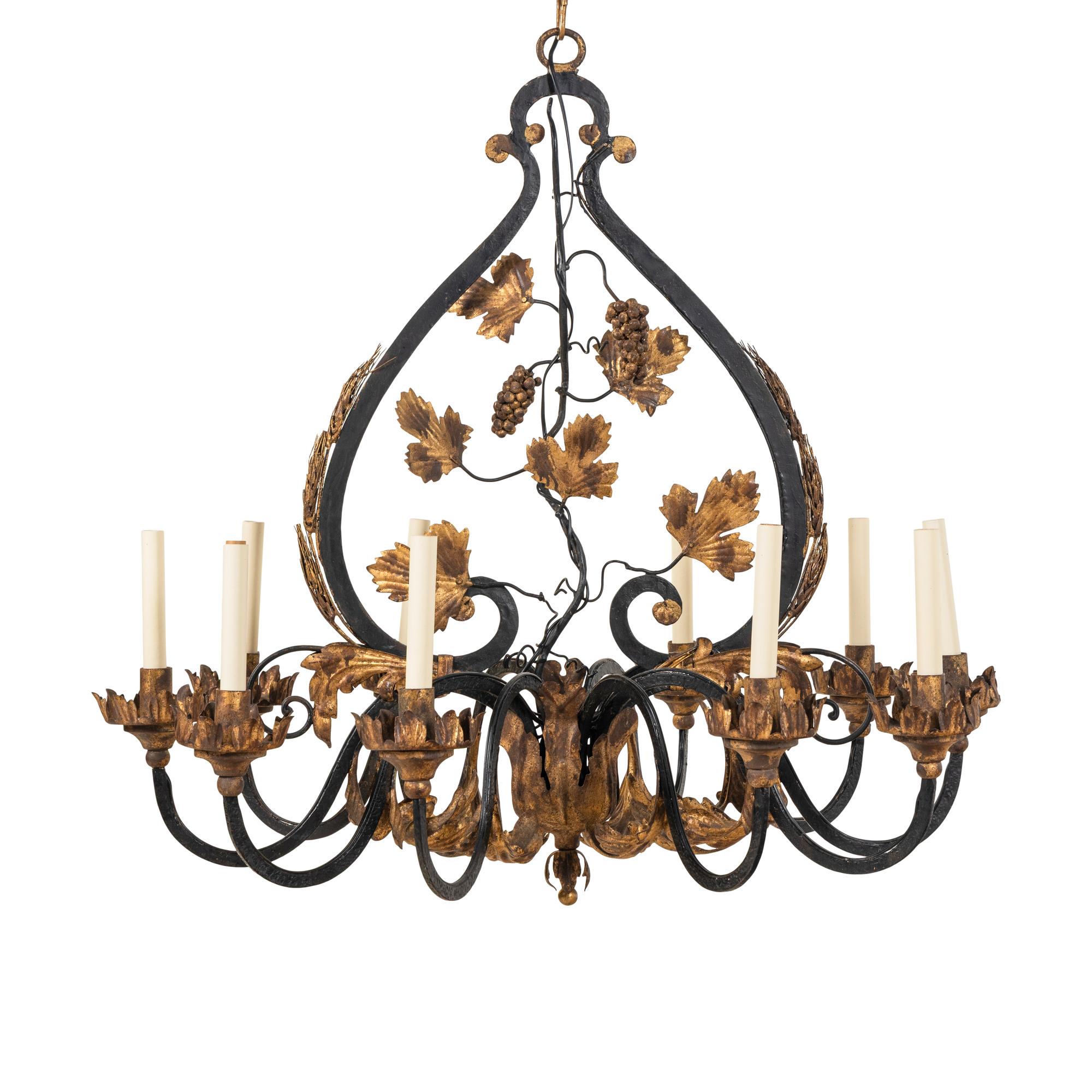 An Italian Iron and Gilt Tole Chandelier