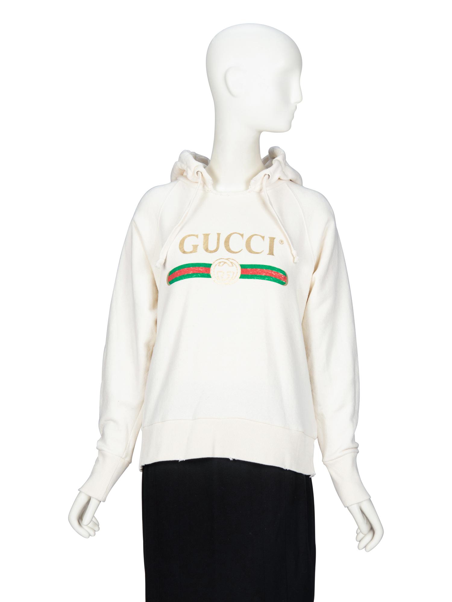 GUCCI, EMBROIDERED-BACK LOGO HOODIE