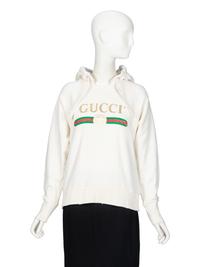 GUCCI, EMBROIDERED-BACK LOGO HOODIE