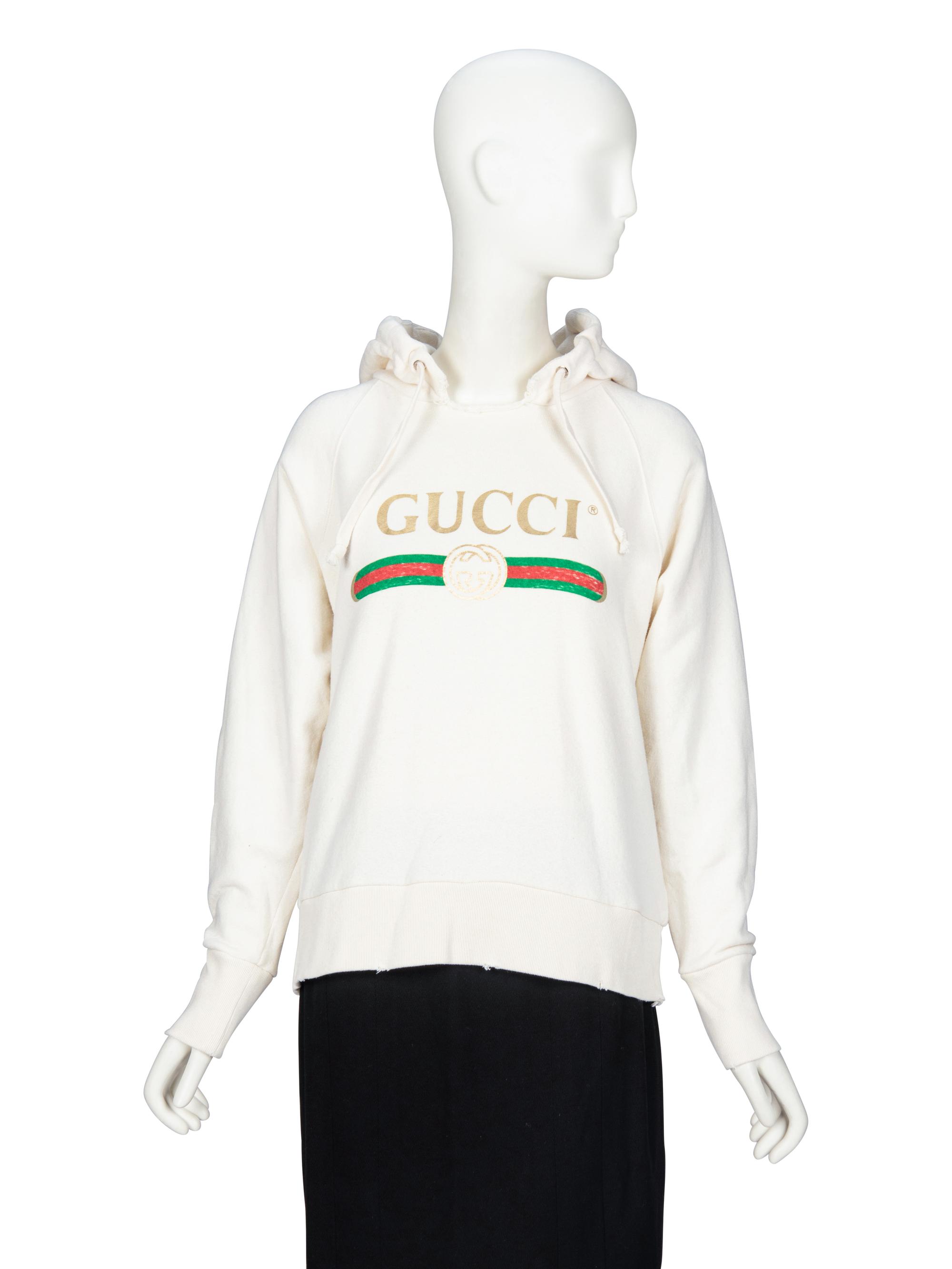 GUCCI, EMBROIDERED-BACK LOGO HOODIE
