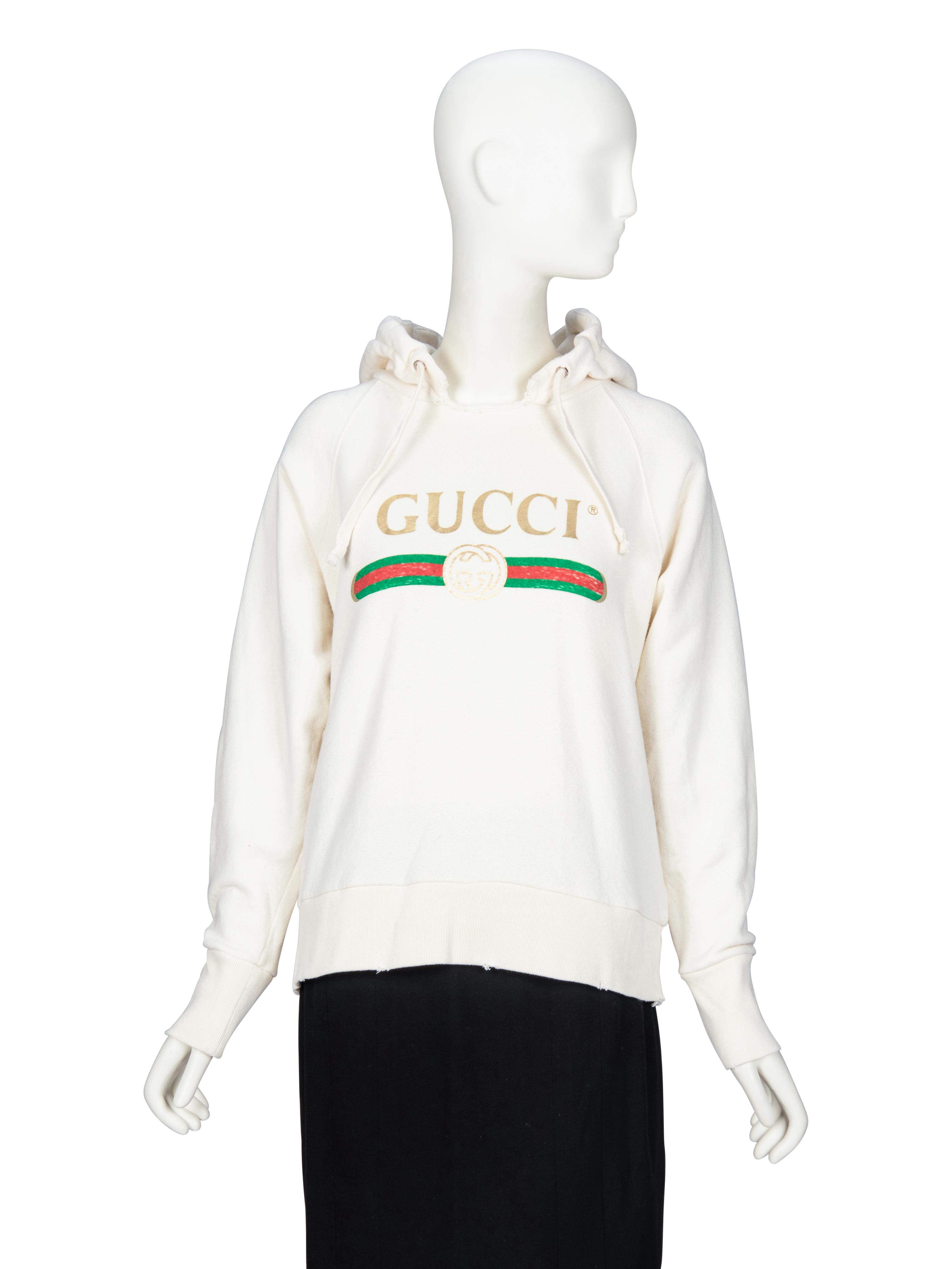 GUCCI, EMBROIDERED-BACK LOGO HOODIE