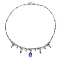 An 18 Karat White Gold, Tanzanite and Diamond Necklace,