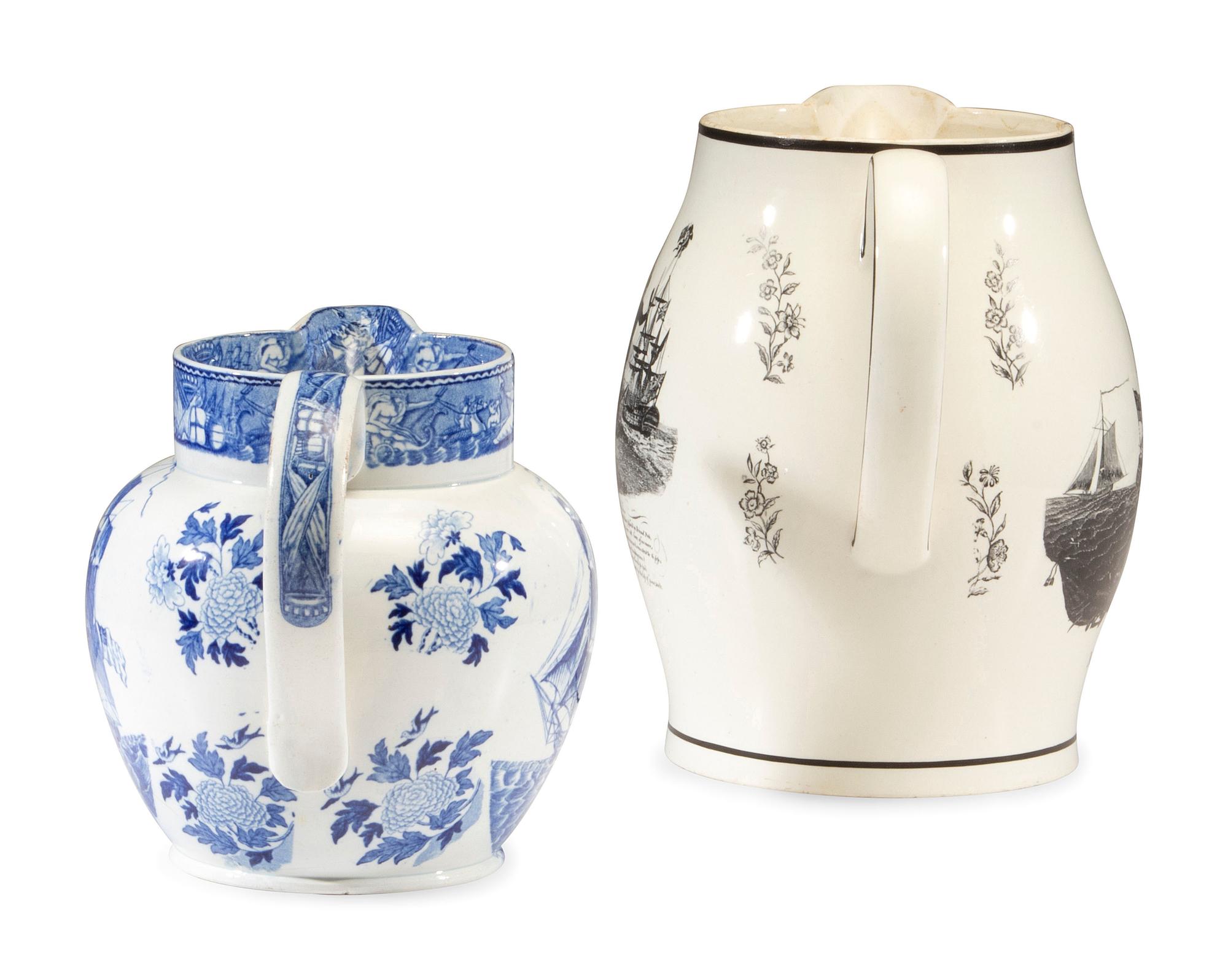 A Liverpool Black Transfer-Decorated Creamware Jug