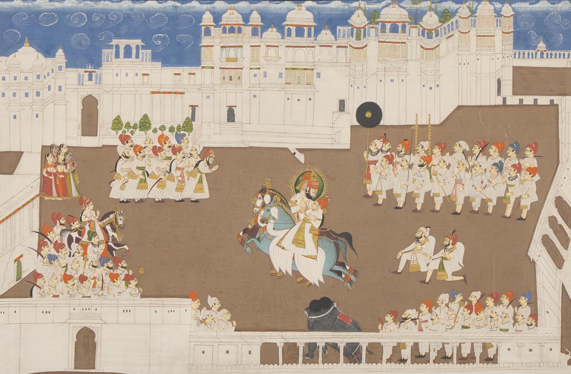 Kamal Pandy, Procession at Udaipur Palace, 1979 — 1979年作《烏代浦皇宮出巡圖》