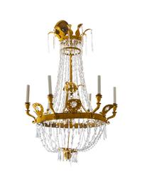 A French Empire Style Gilt Bronze and Crystal Chandelier — 19TH CENTURY