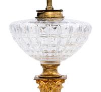 An English Gilt Metal Mounted Cut Glass Fluid Lamp Converted to Electricity