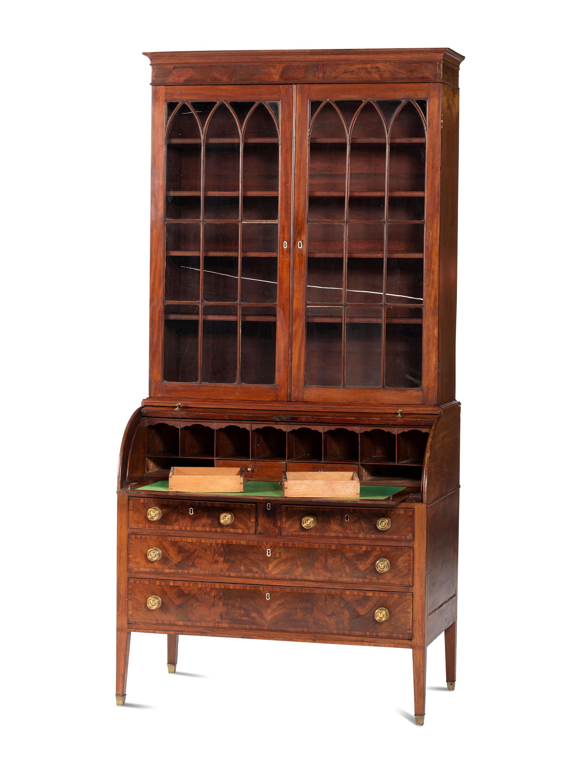 A Classical Mahogany Desk and Bookcase