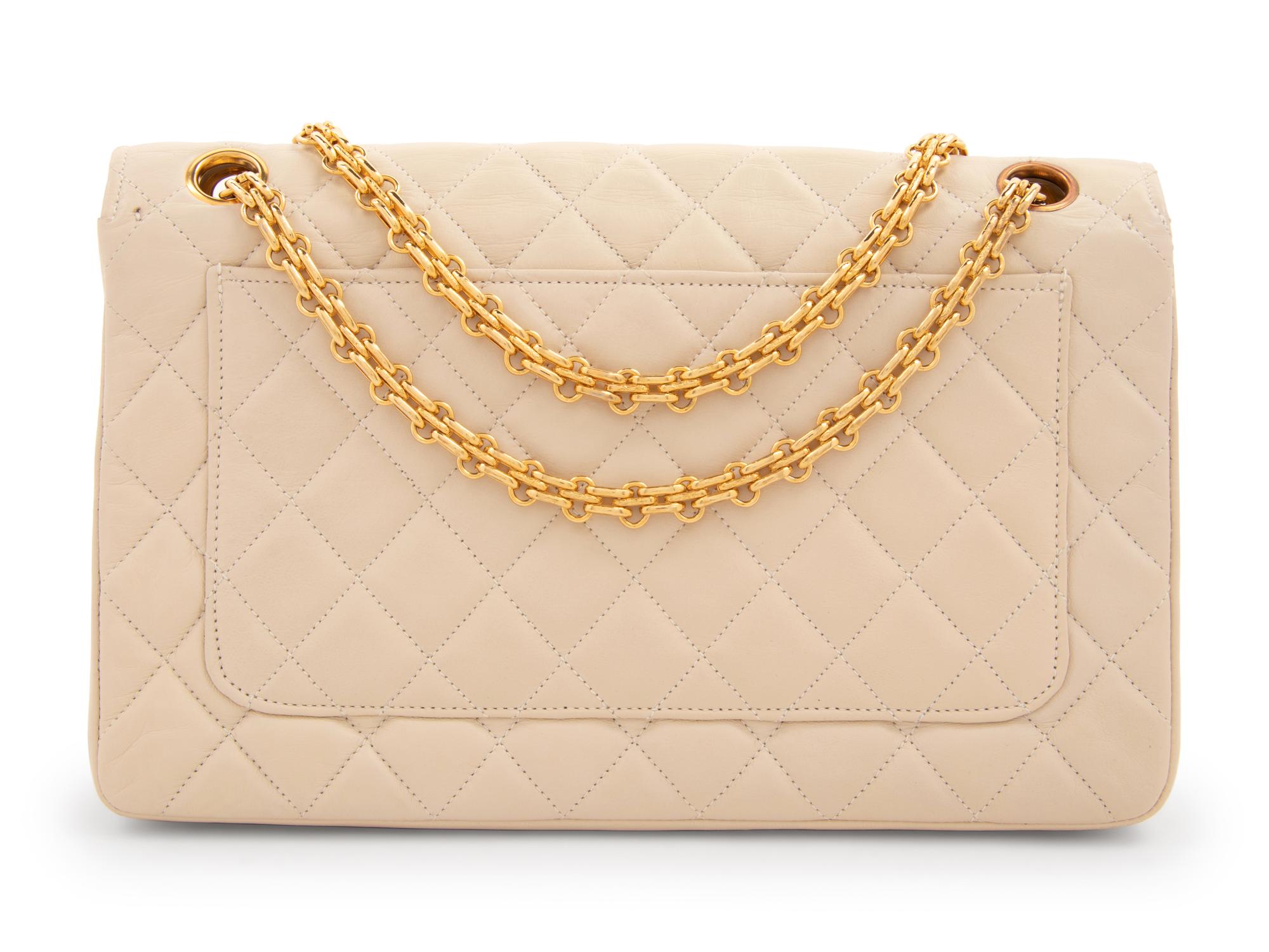 Chanel Cream Quilted Double Flap Bag with Mademoiselle Chain, 1980's