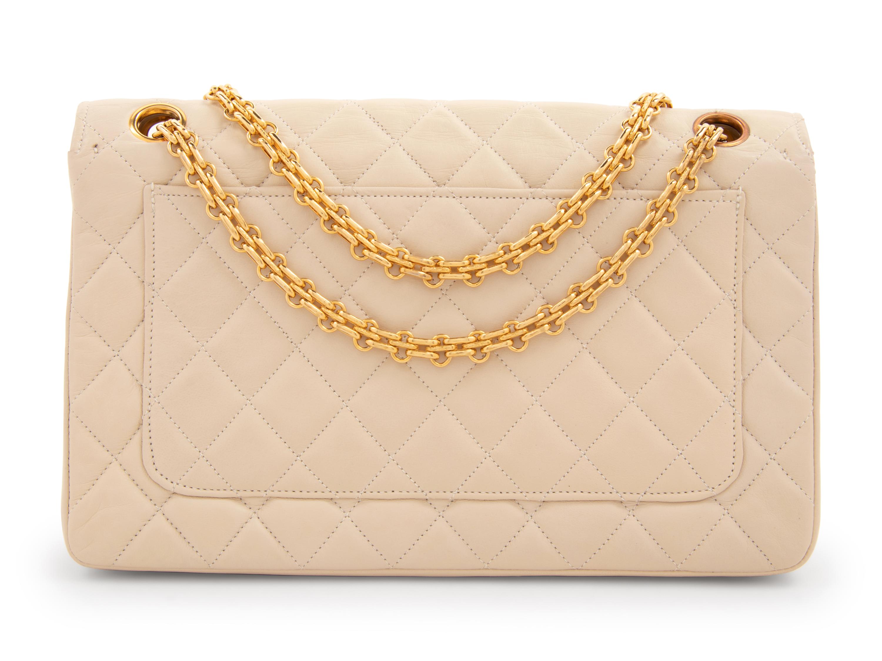 Chanel Cream Quilted Double Flap Bag with Mademoiselle Chain, 1980's