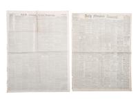 [CIVIL WAR]. A group of 7 war-date newspapers reporting on matters involving slavery and African American troops, highlighted by coverage of the 54th Massachusetts Infantry's actions at Battery Wagner. 1862-1864.