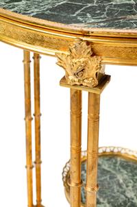 A Pair of Louis XVI Style Gilt Bronze and Marble Tables After the Model by Adam Weisweiler