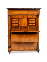 A Continental Parcel Ebonized Birch Secrétaire à Abattant