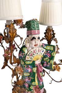 A Pair of Samson Porcelain Figures Mounted as Lamps