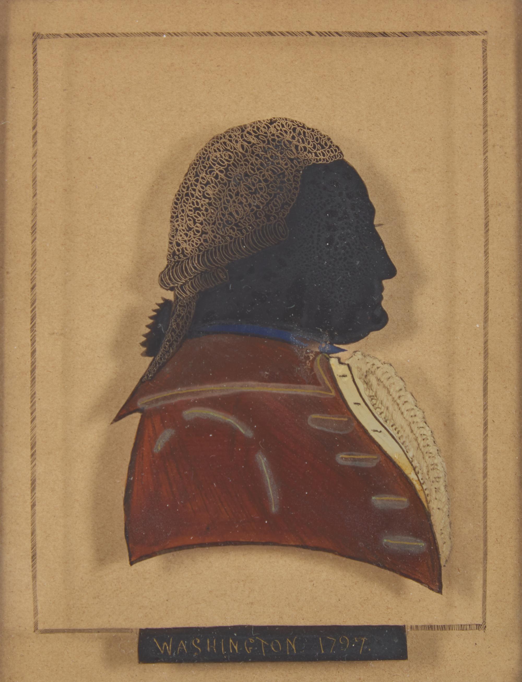 A Reverse Painted Glass Silhouette Profile Portrait of George Washington