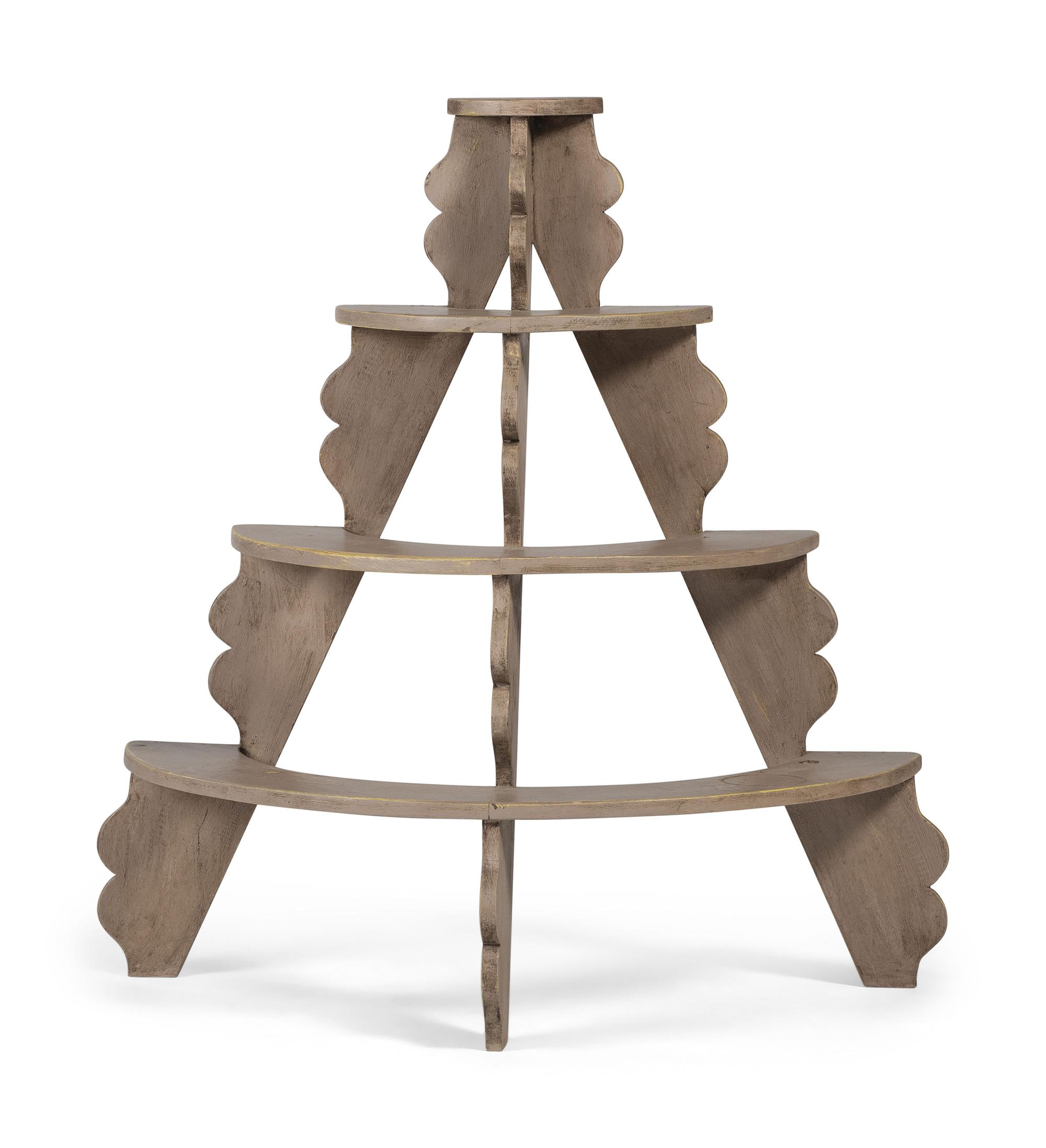 A Country Paint Decorated Pine Four-Tier Shelf