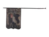 A Painted Metal Jacob Pees Shoe Maker Double-Sided Sign