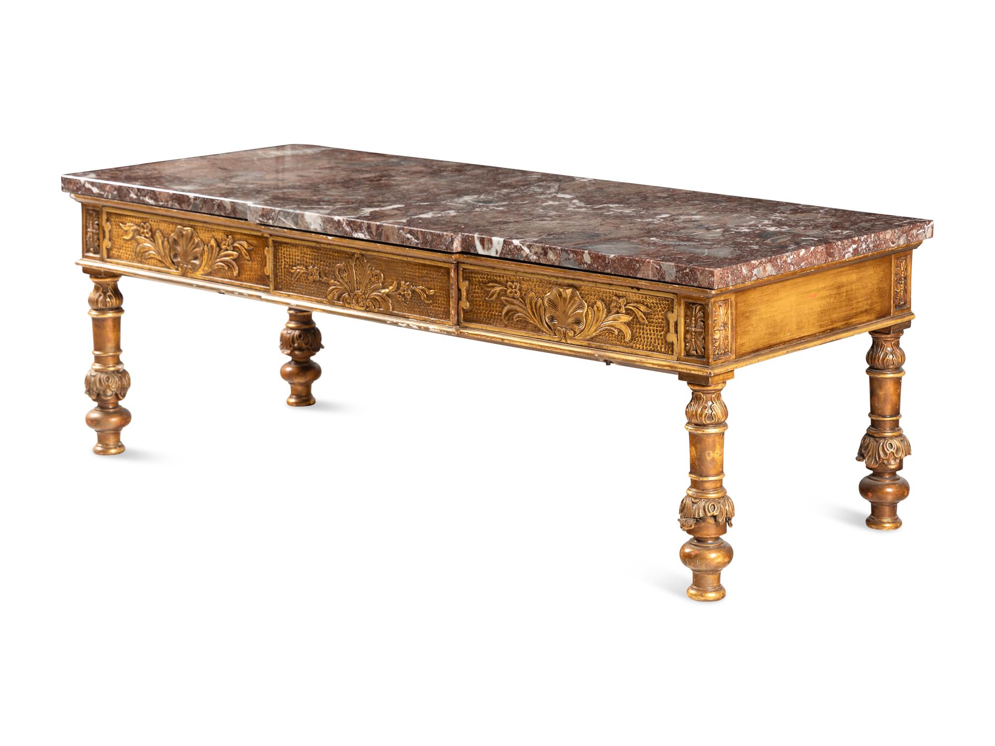 An Italian Giltwood Marble Top Low Table