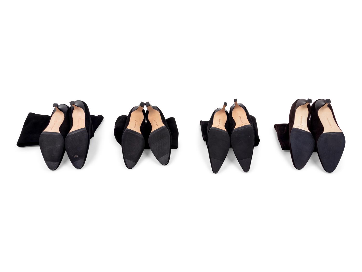 Four Pairs of Suede Manolo Blahnik Boots
