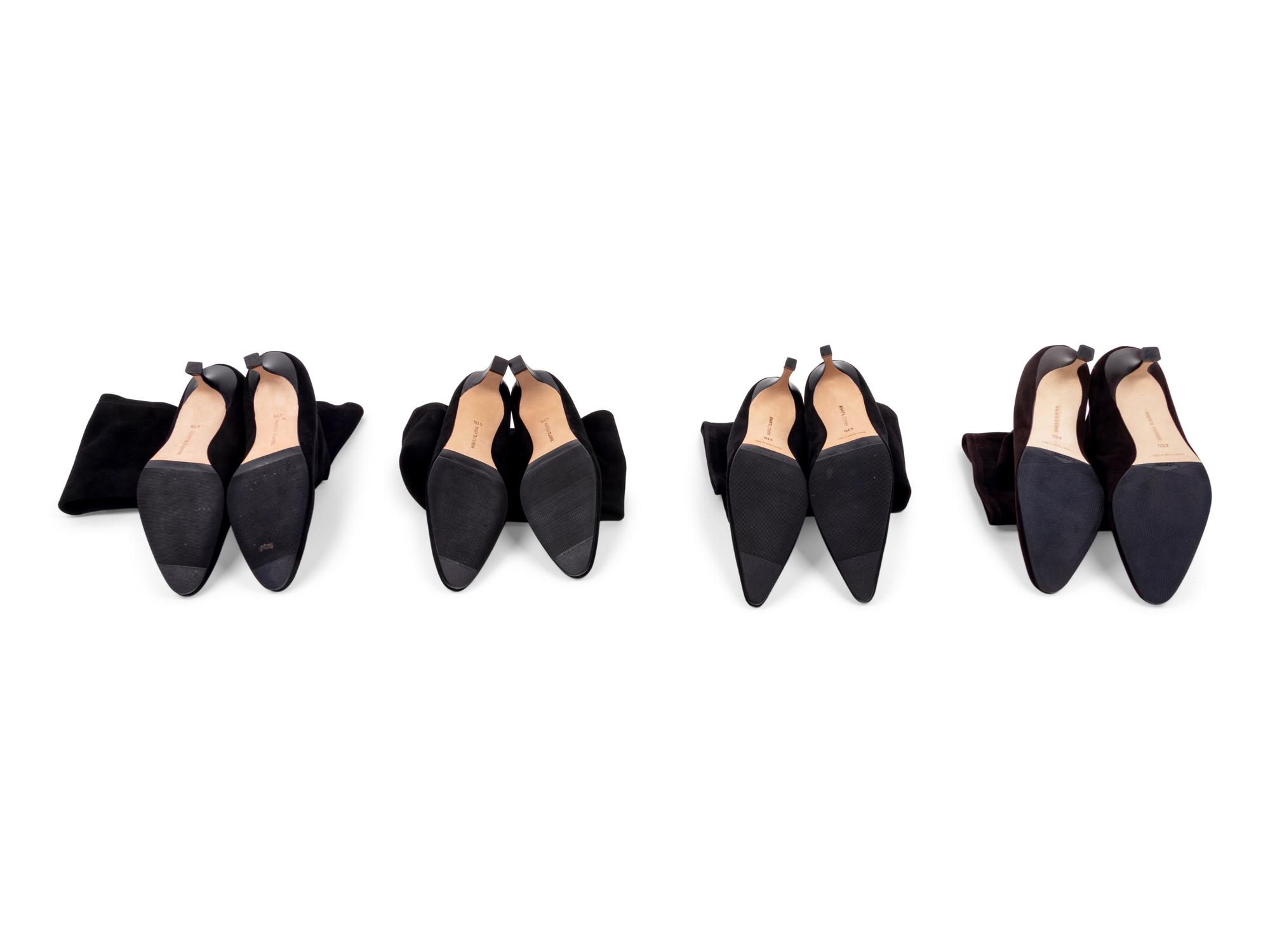 Four Pairs of Suede Manolo Blahnik Boots