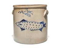 A Three-Gallon Cobalt-Decorated Stoneware Crock, Probably Ohio, 19th Century