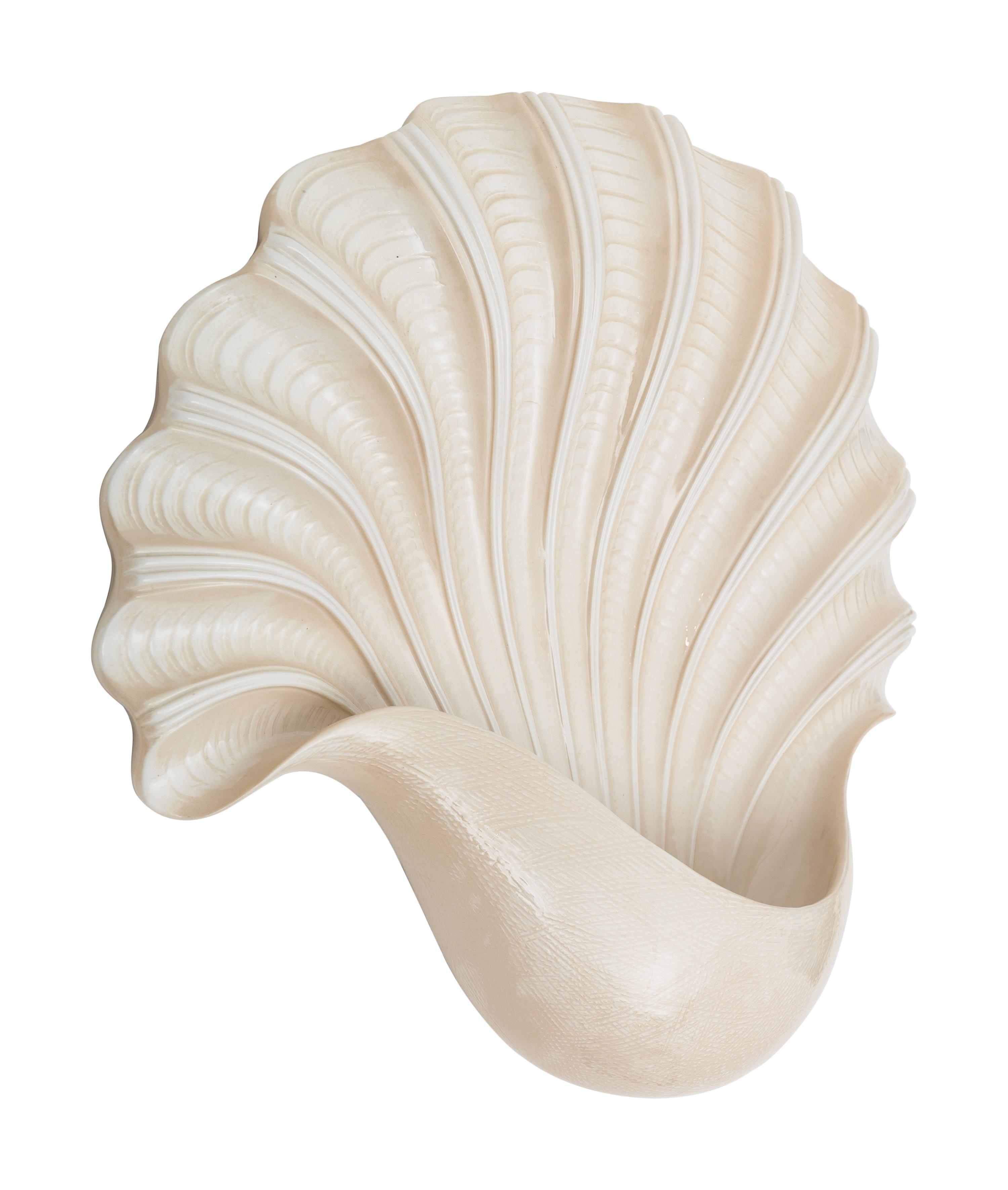A Pair of Large Chapman Shell-Form Ceramic Sconces