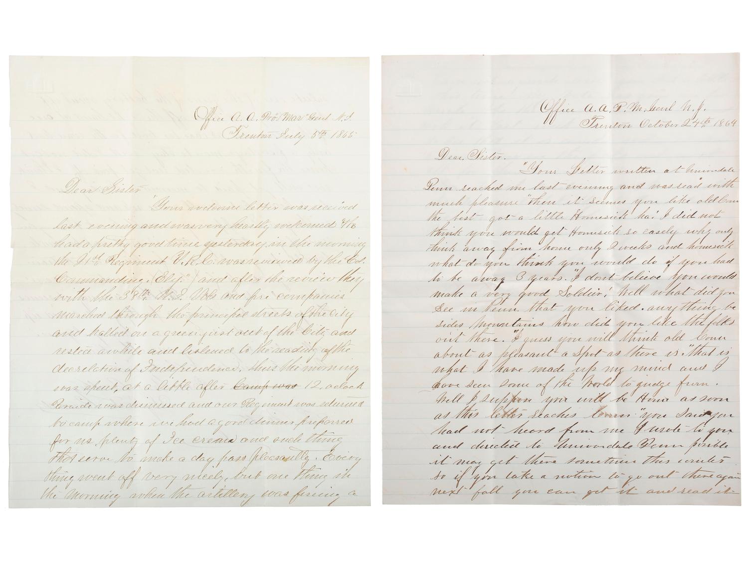 [CIVIL WAR]. A group of 8 documents related to Sylvester Rounds, WIA Gettysburg, 17th Connecticut Volunteer Infantry.