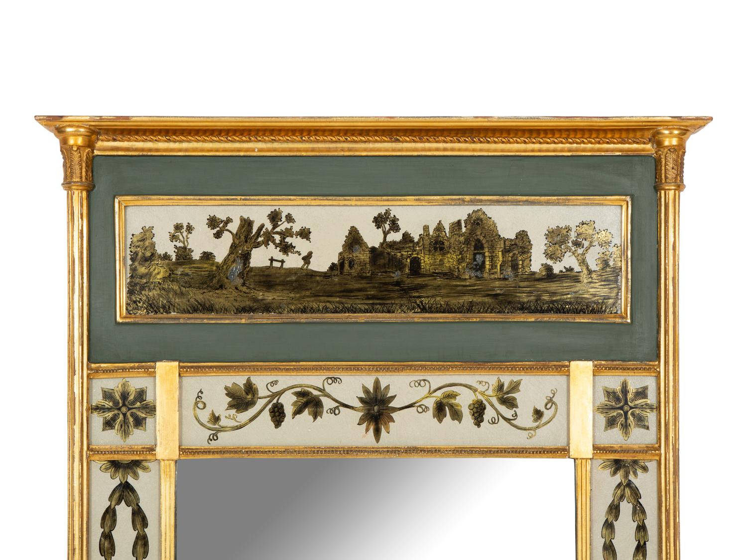 A Neoclassical Style Giltwood and Églomisé Mirror
