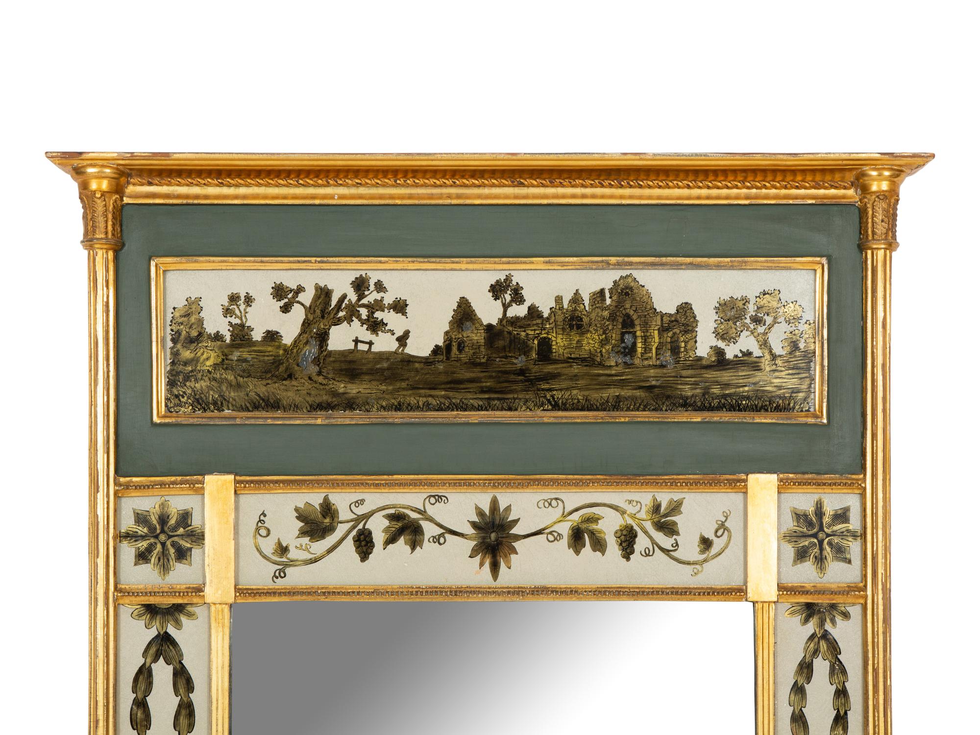 A Neoclassical Style Giltwood and Églomisé Mirror