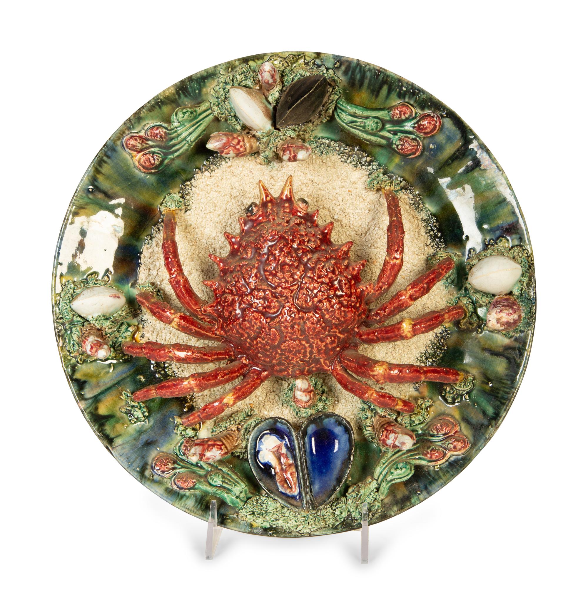 Two Portuguese Palissy Majolica Wall Plates — 19th Century
