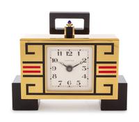 A Cartier Art Deco Style Enameled Desk Clock