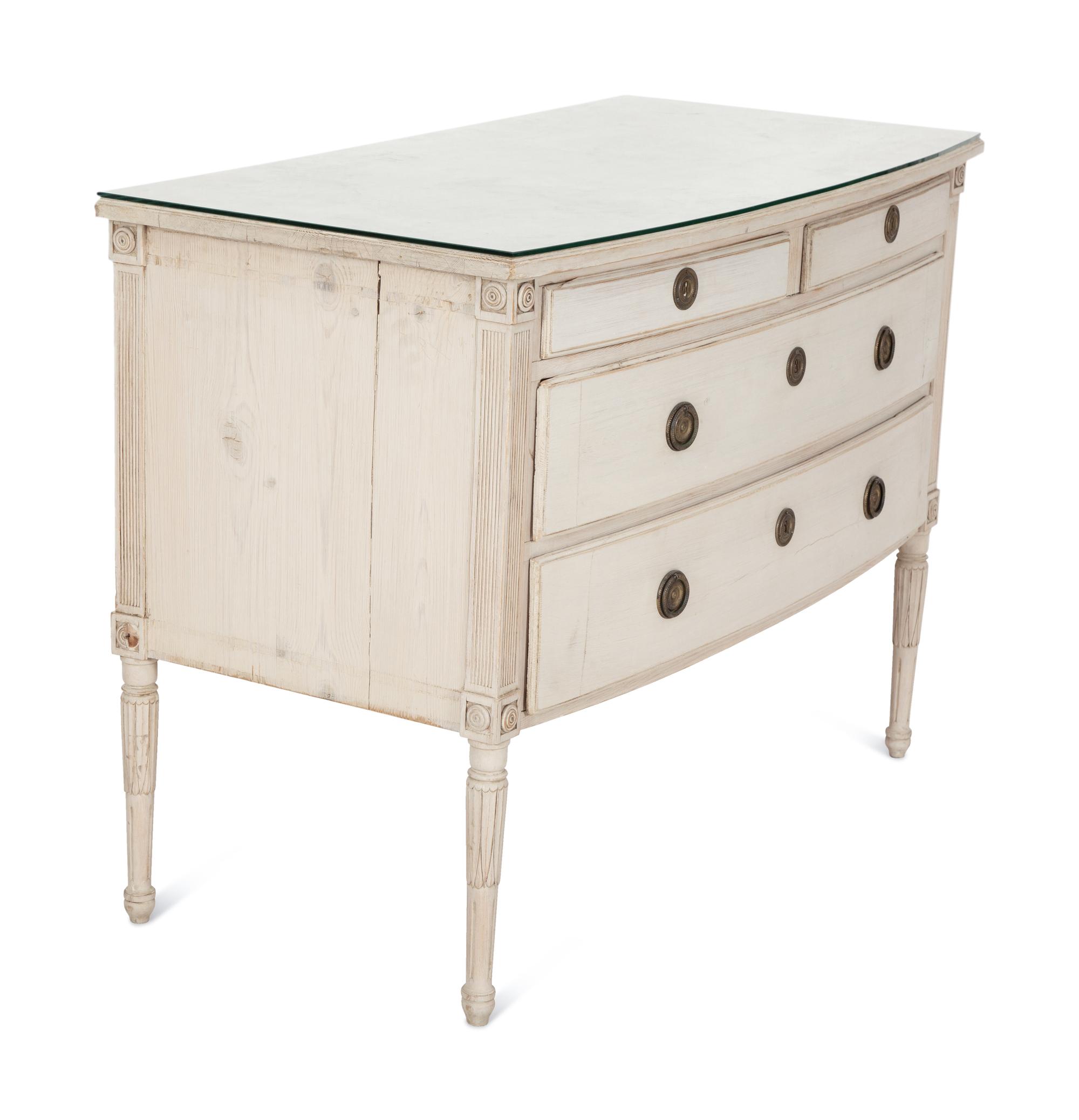 A Gustavian Style Bow Front Painted Commode