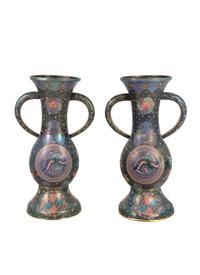 A Large Pair of Japanese Cloisonne Enamel Vases