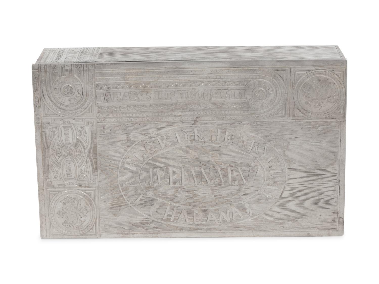A Russian Silver Trompe l'Oeil Table-Top Cigarette Box